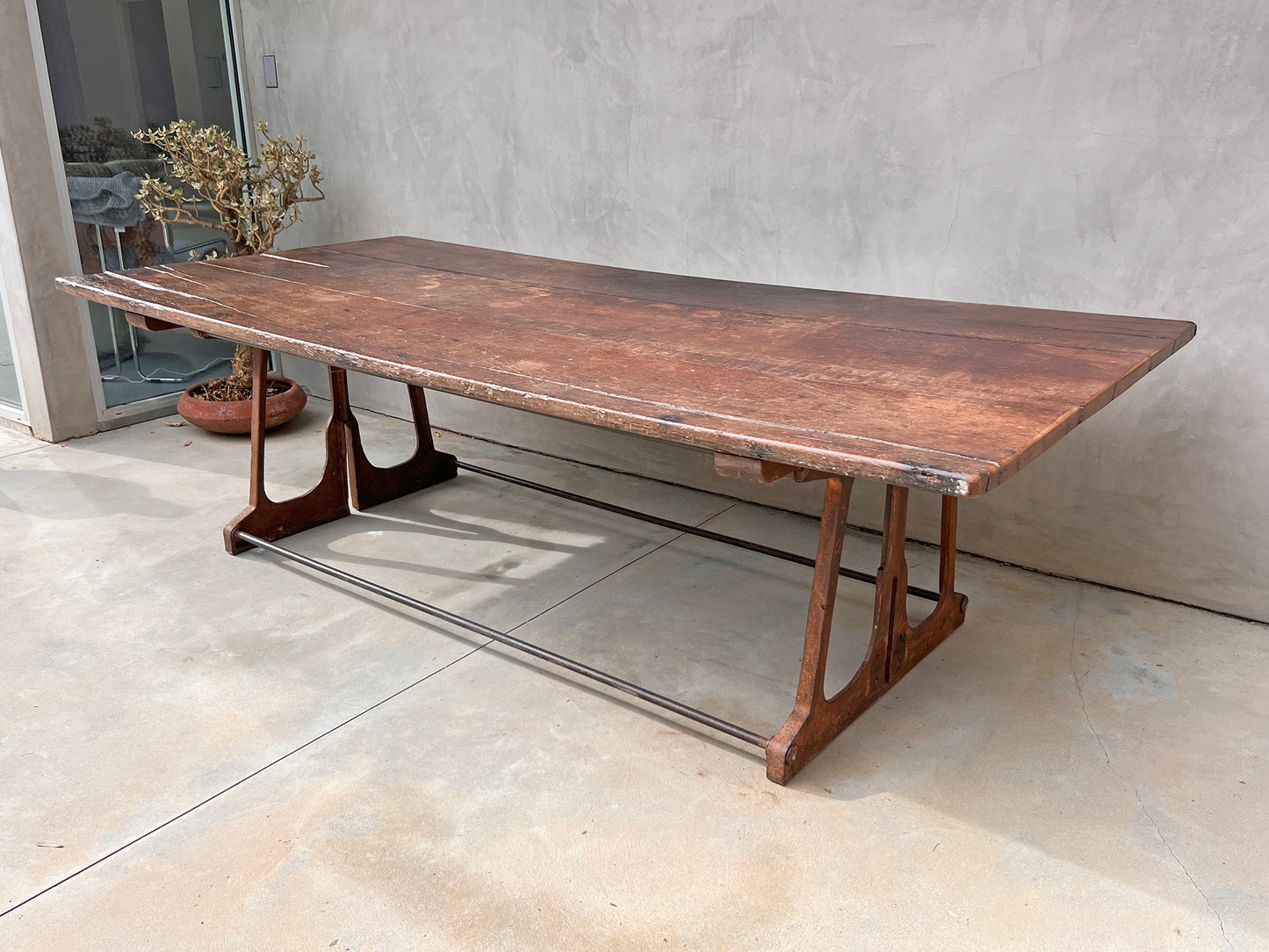 Industrial Modern Dining Table Walnut, Iron, 1940's