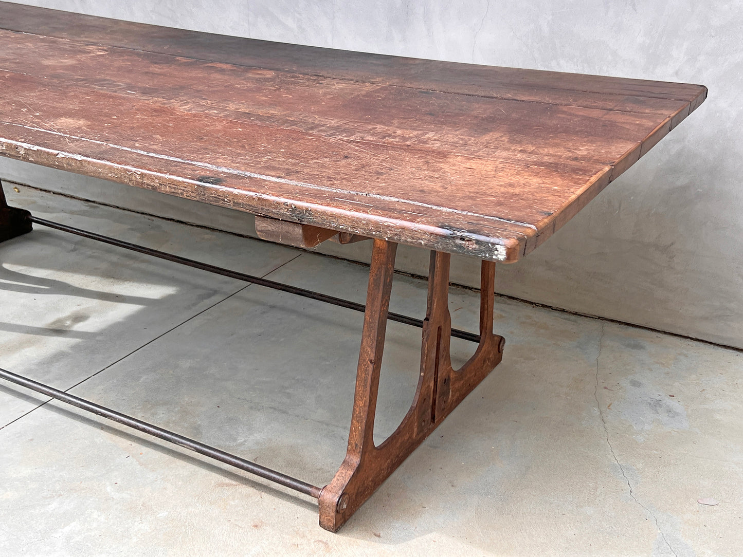 Industrial Modern Dining Table Walnut, Iron, 1940's