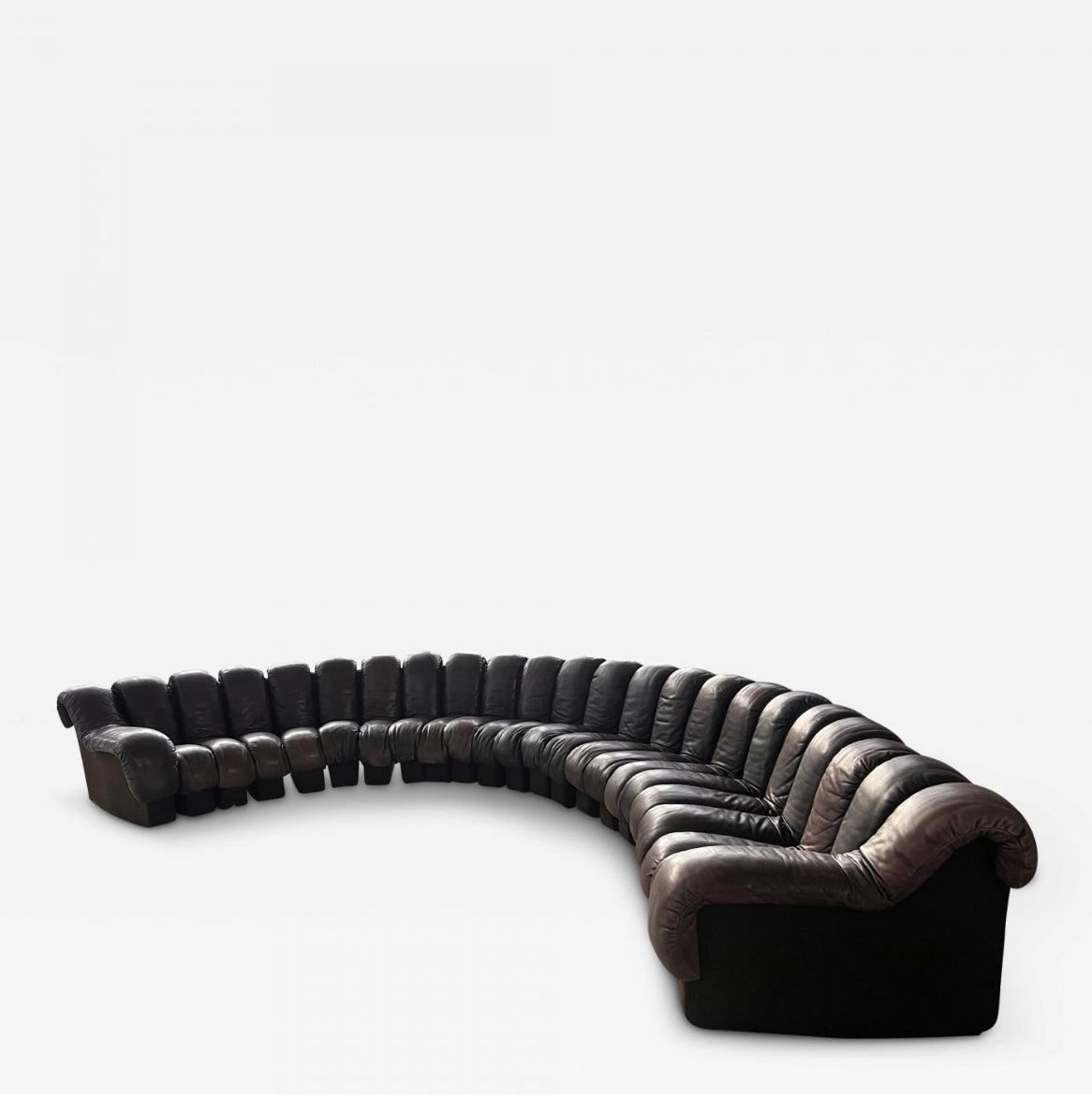 De Sede DS600 Dark Chocolate Brown Leather 23 Piece Non-Stop Snake Sofa, 1960's