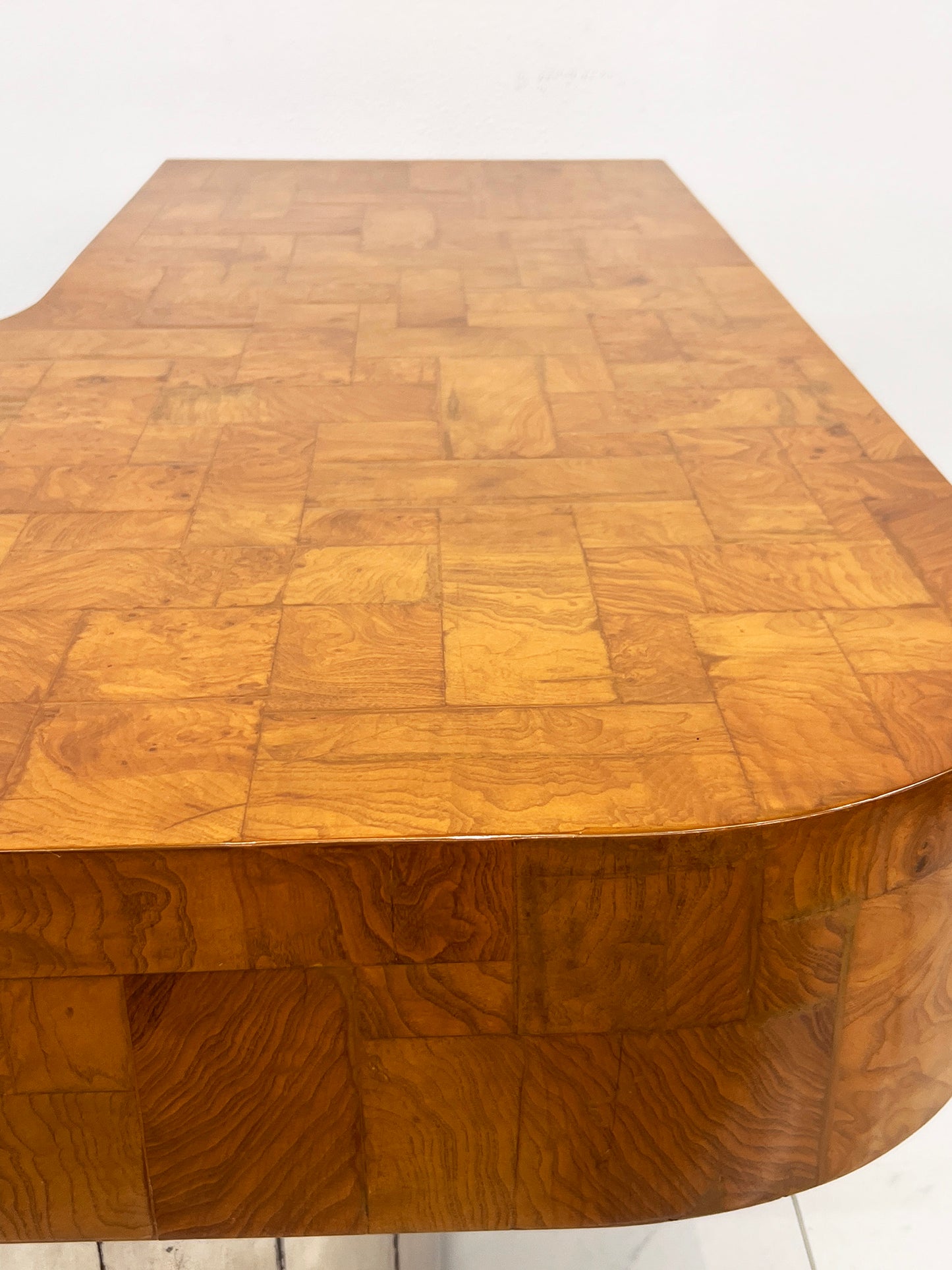 Paul Evans Patchwork Burl and Steel Cityscape Executive Desk, 1970's