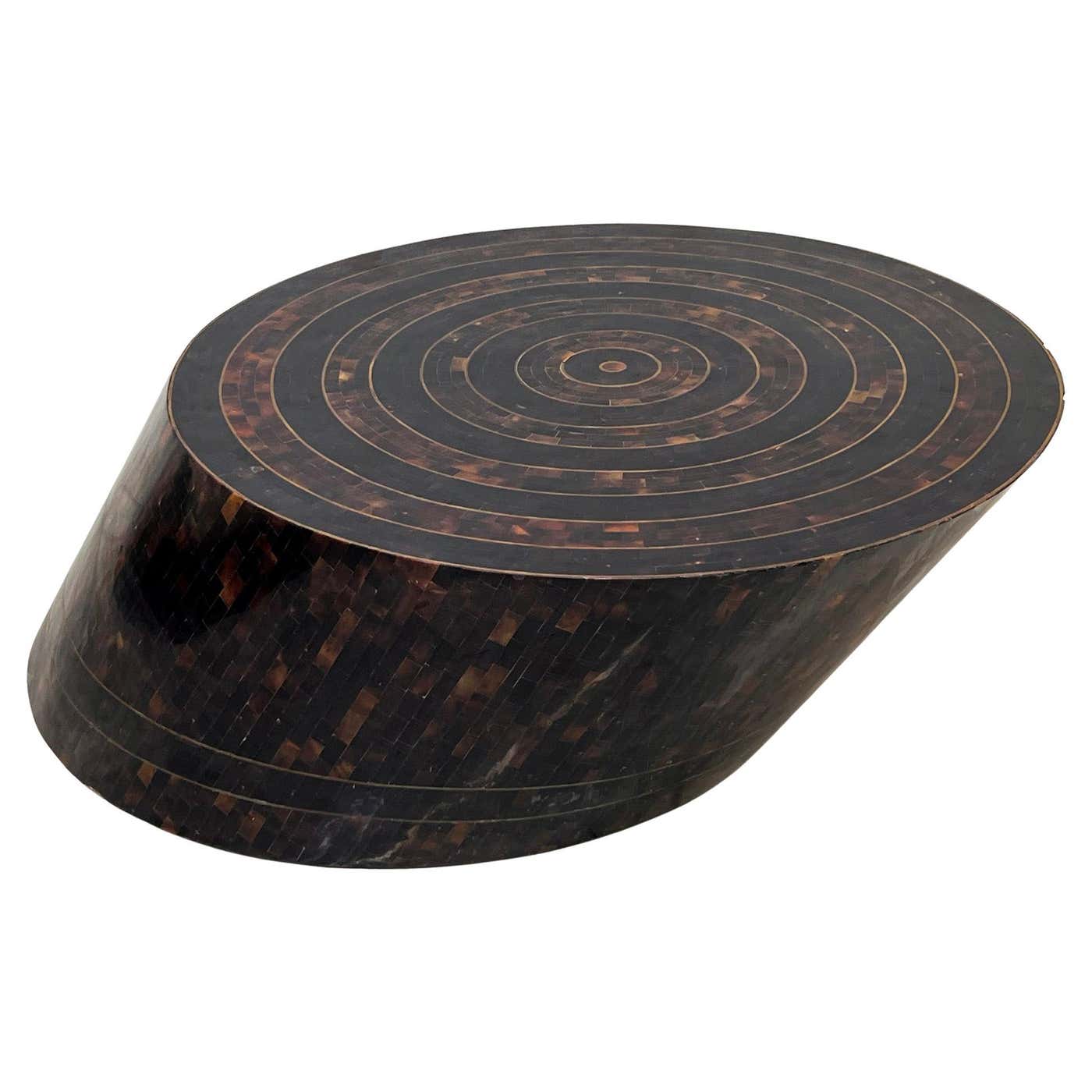 Tessellated Bone and Brass Inlay Coffee Table, Maitland Smith, 1980's