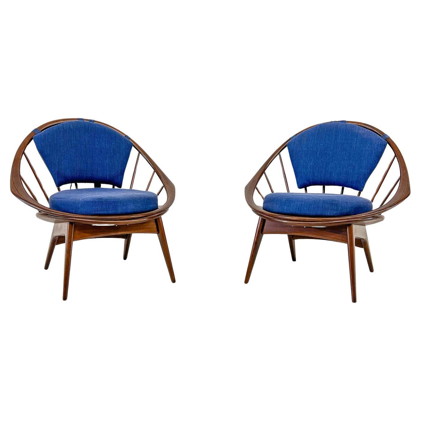 Hoop Chairs, A Pair, by Ib Kofod-Larsen for Selig, Denmark, c. 1964