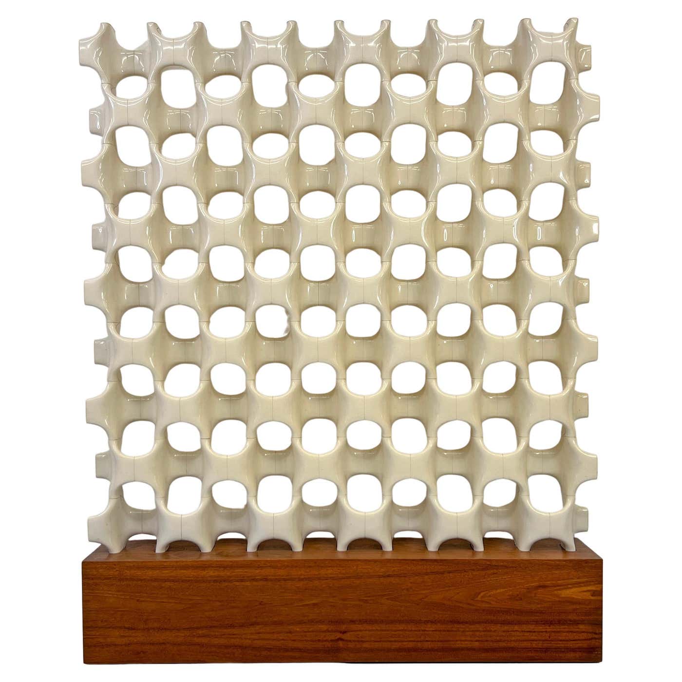Patinated Sculpta-Grille Bones Screen on Walnut Base by Richard Harvey, 1960s