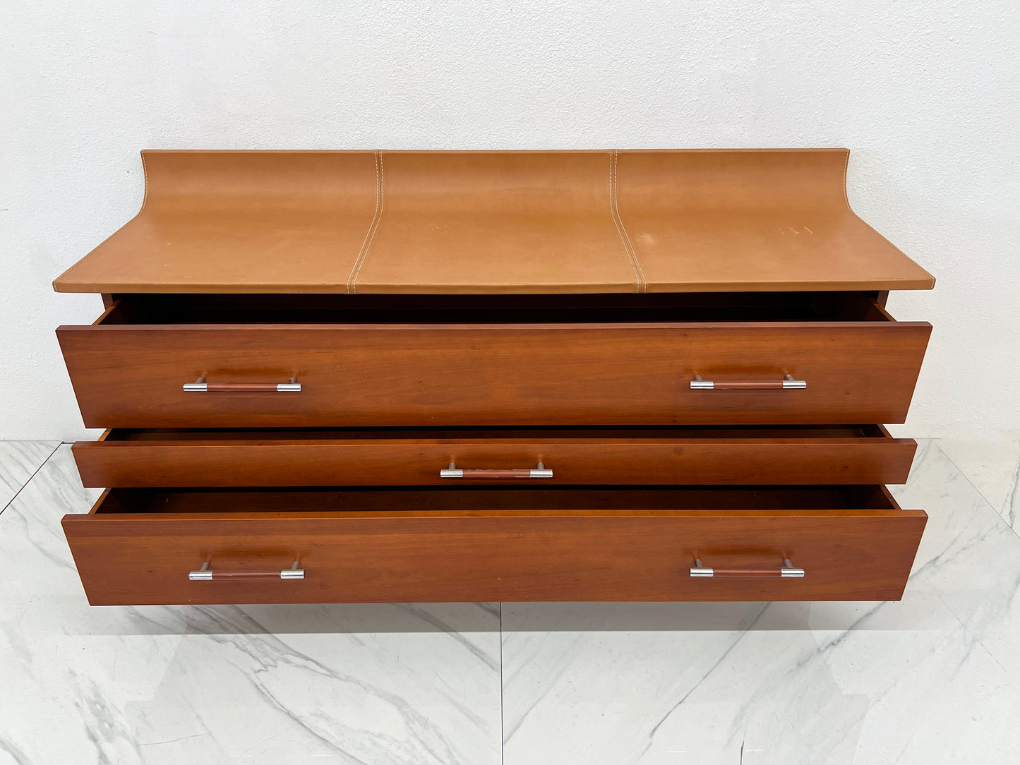 Roche Bobois Leather Top Vanity Dresser, Luigi Gorgoni