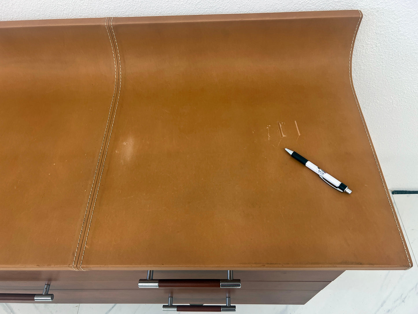 Roche Bobois Leather Top Vanity Dresser, Luigi Gorgoni