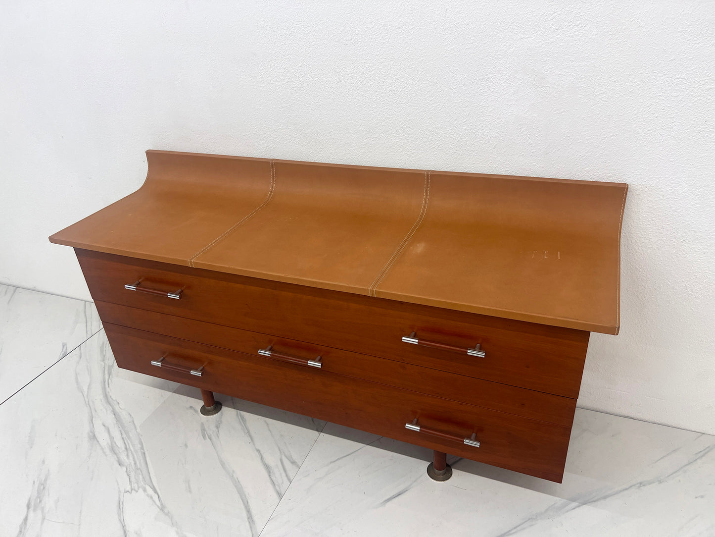 Roche Bobois Leather Top Vanity Dresser, Luigi Gorgoni