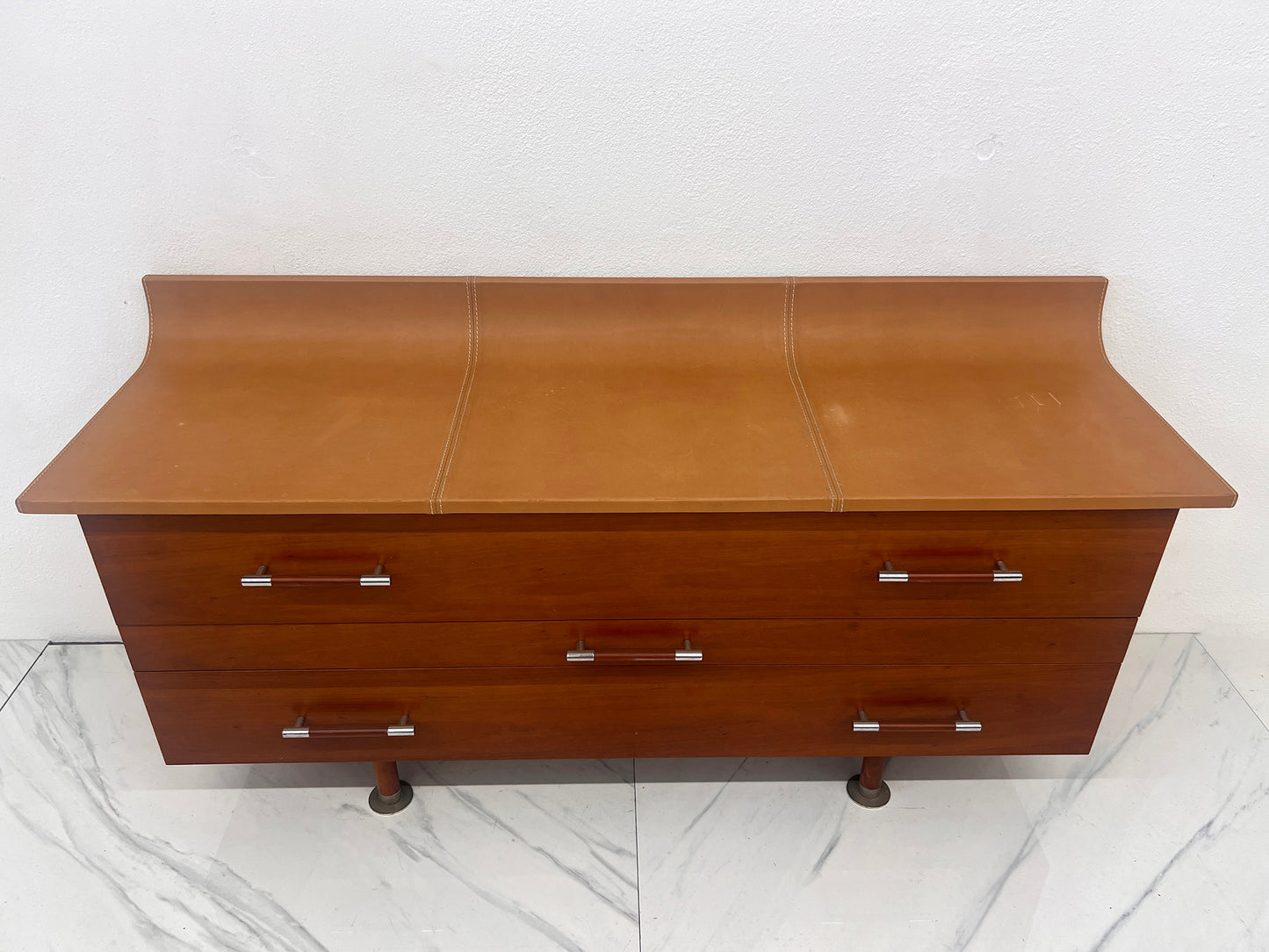 Roche Bobois Leather Top Vanity Dresser, Luigi Gorgoni