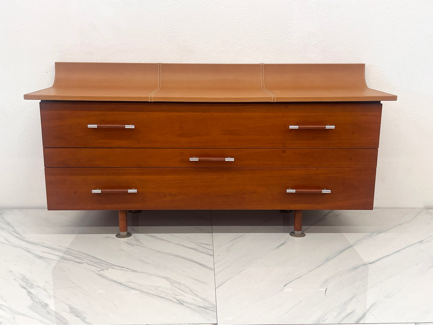 Roche Bobois Leather Top Vanity Dresser, Luigi Gorgoni