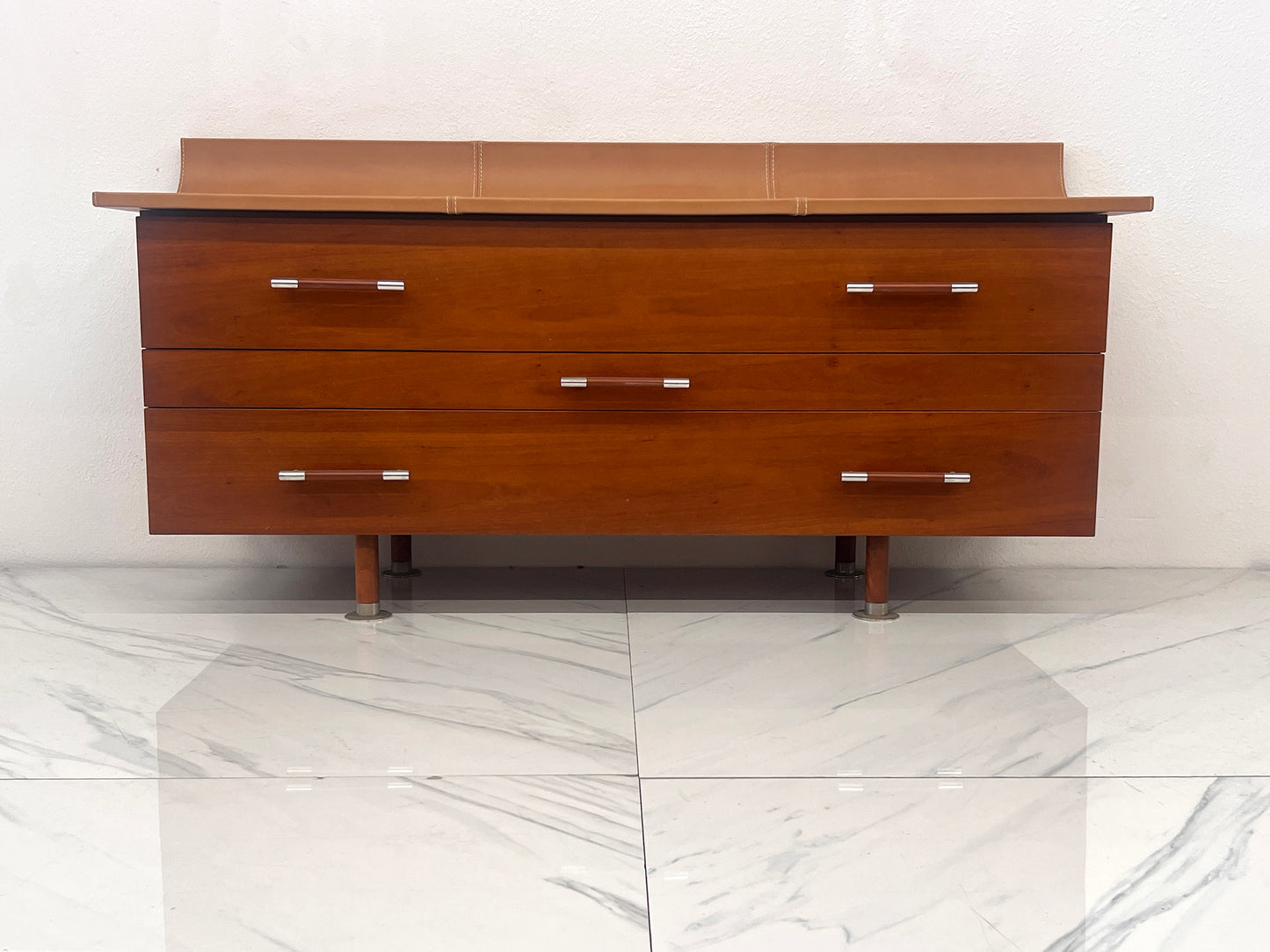 Roche Bobois Leather Top Vanity Dresser, Luigi Gorgoni