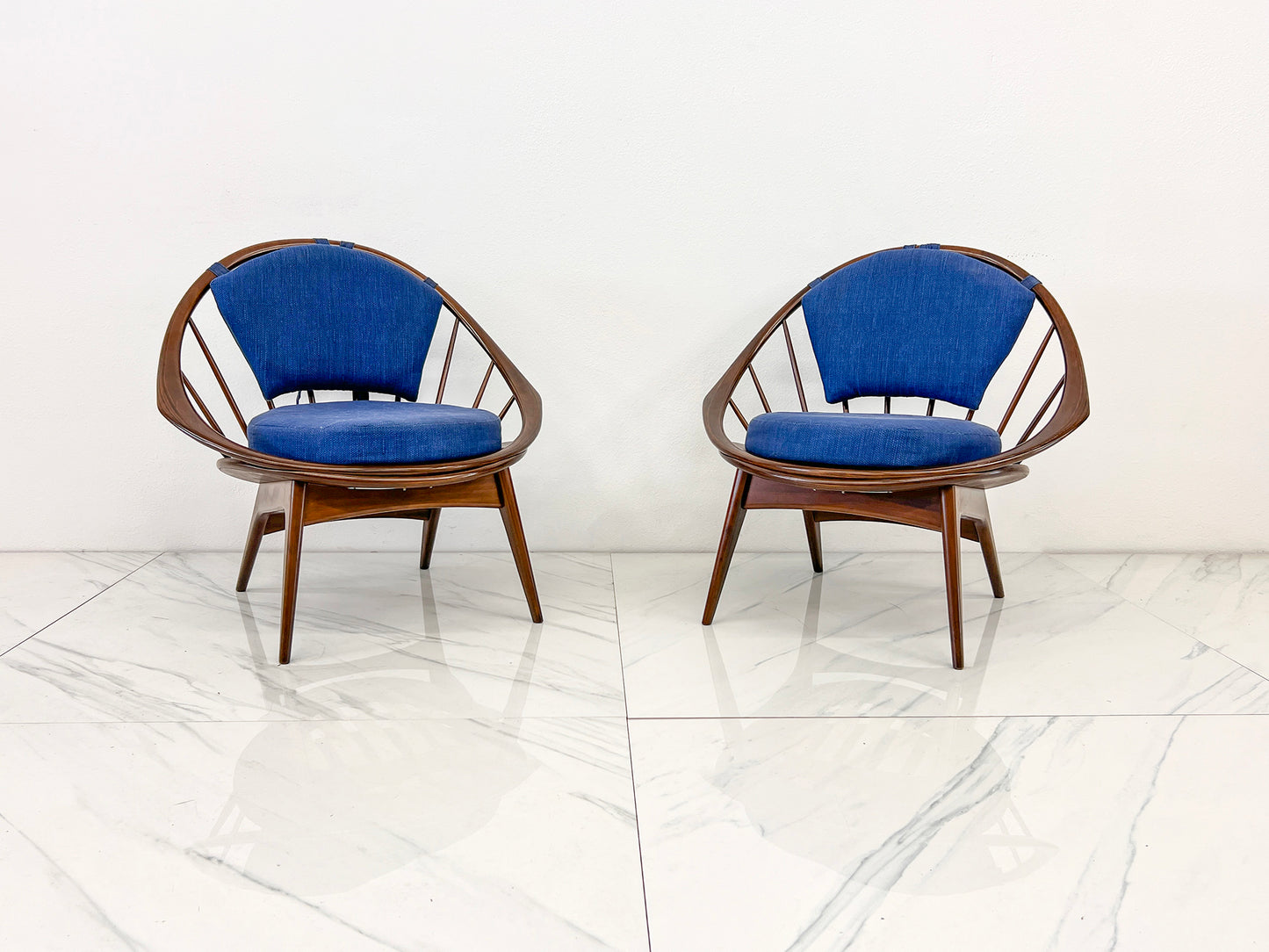 Hoop Chairs, A Pair, by Ib Kofod-Larsen for Selig, Denmark, c. 1964