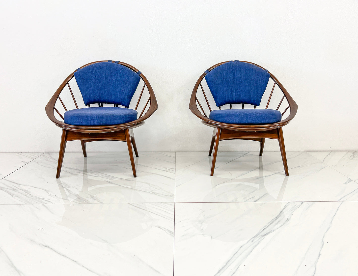 Hoop Chairs, A Pair, by Ib Kofod-Larsen for Selig, Denmark, c. 1964
