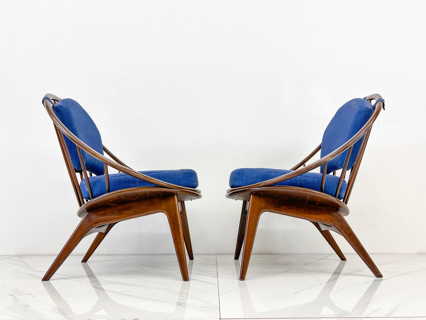 Hoop Chairs, A Pair, by Ib Kofod-Larsen for Selig, Denmark, c. 1964