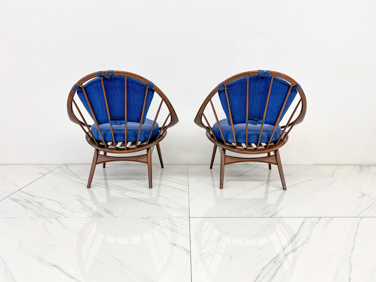 Hoop Chairs, A Pair, by Ib Kofod-Larsen for Selig, Denmark, c. 1964