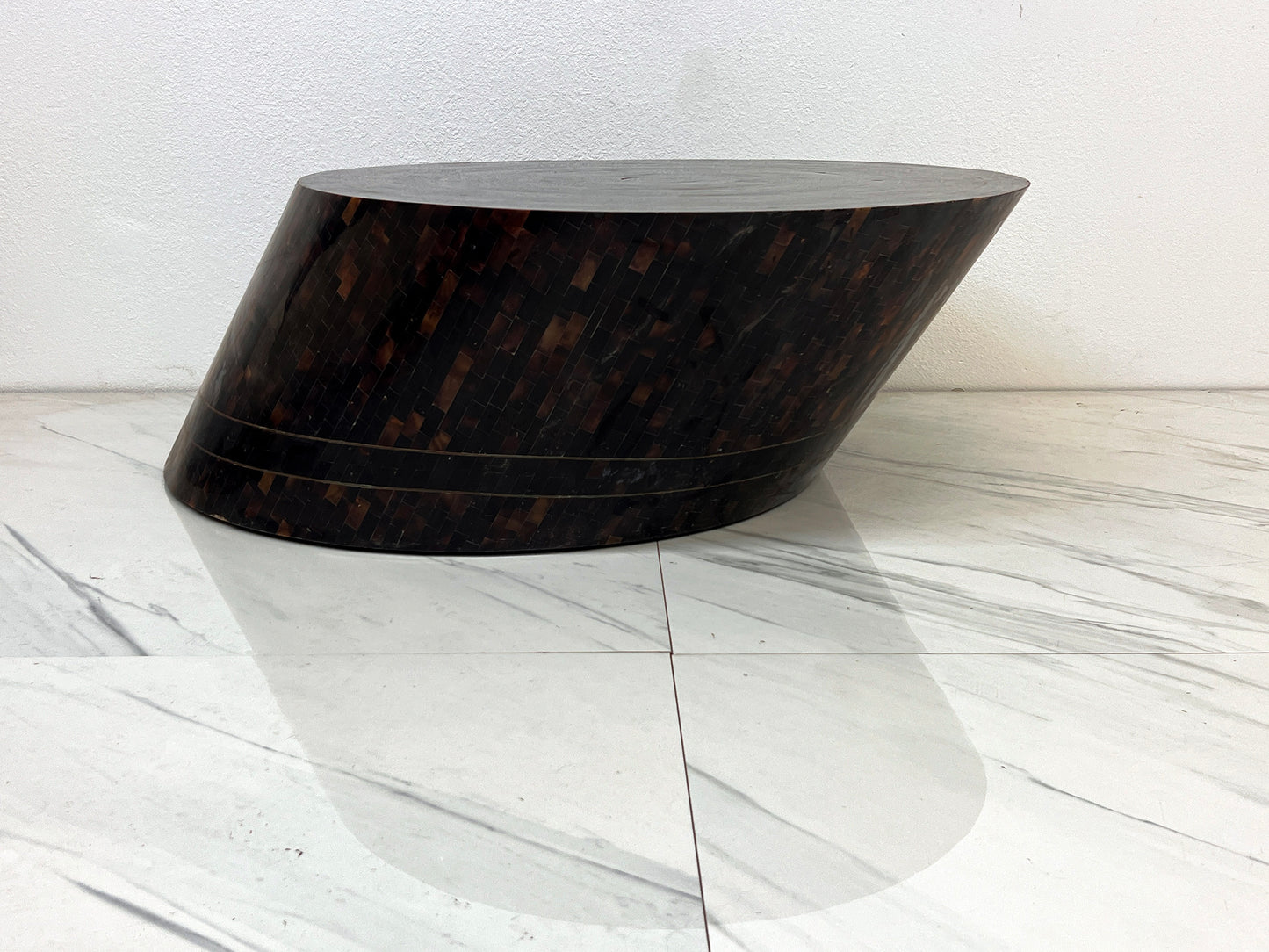 Tessellated Bone and Brass Inlay Coffee Table, Maitland Smith, 1980's