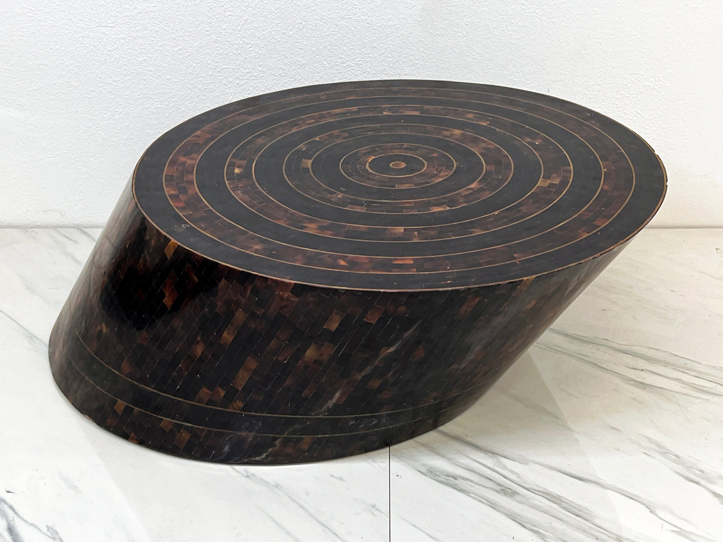 Tessellated Bone and Brass Inlay Coffee Table, Maitland Smith, 1980's
