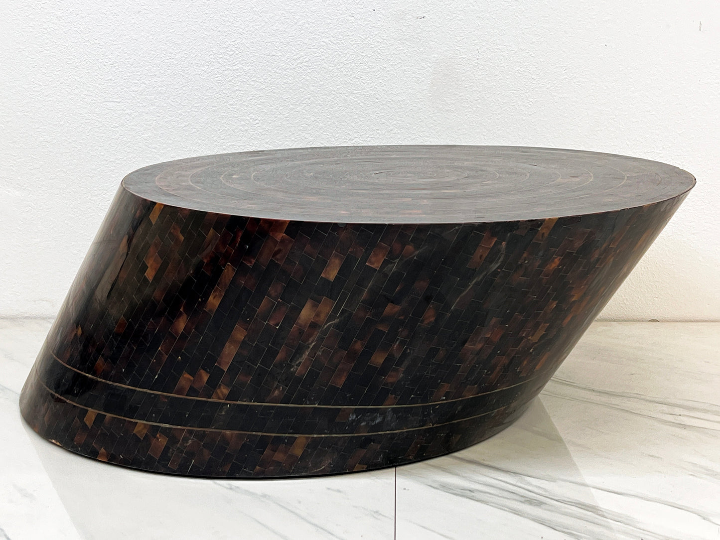 Tessellated Bone and Brass Inlay Coffee Table, Maitland Smith, 1980's