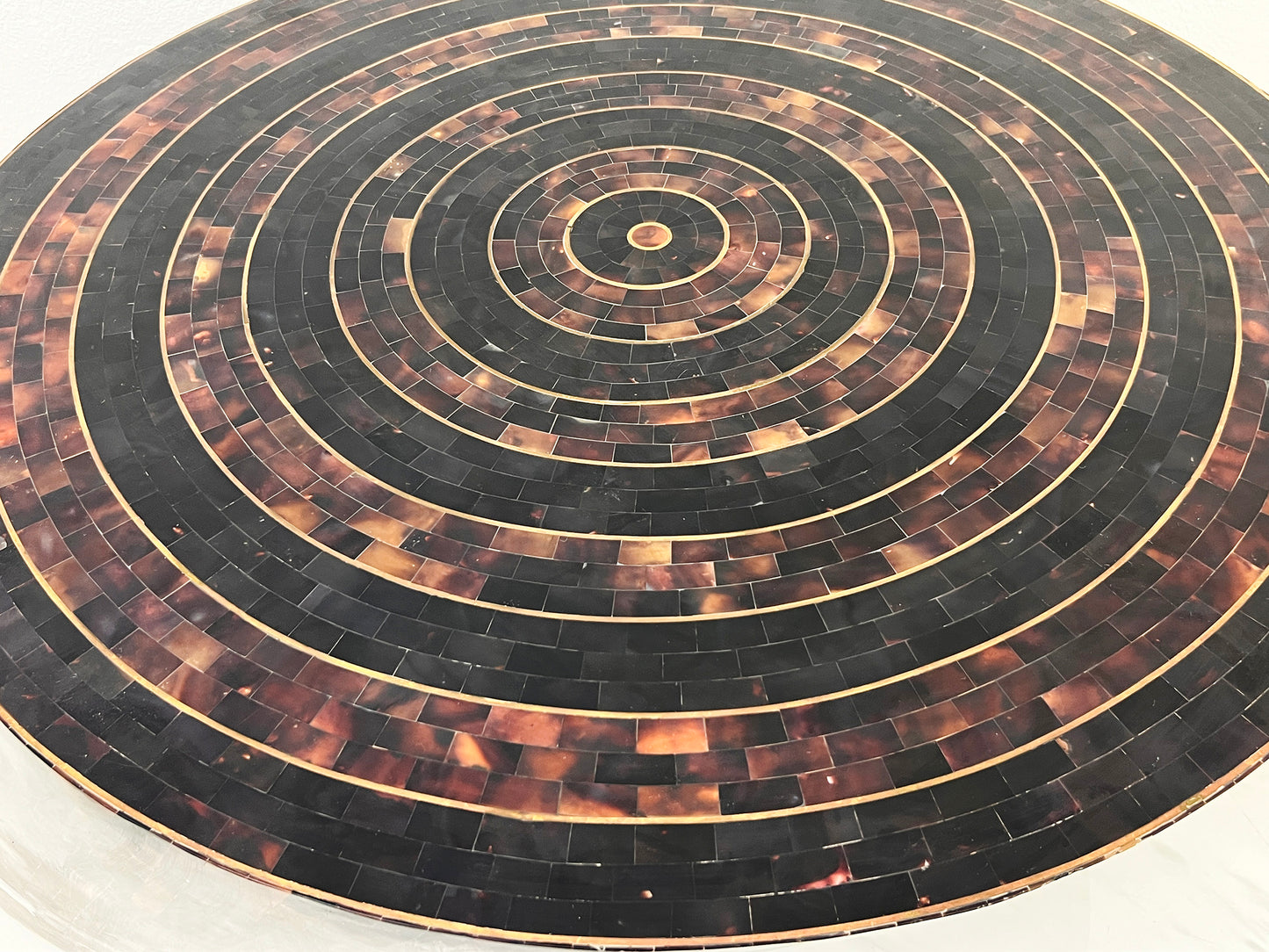 Tessellated Bone and Brass Inlay Coffee Table, Maitland Smith, 1980's