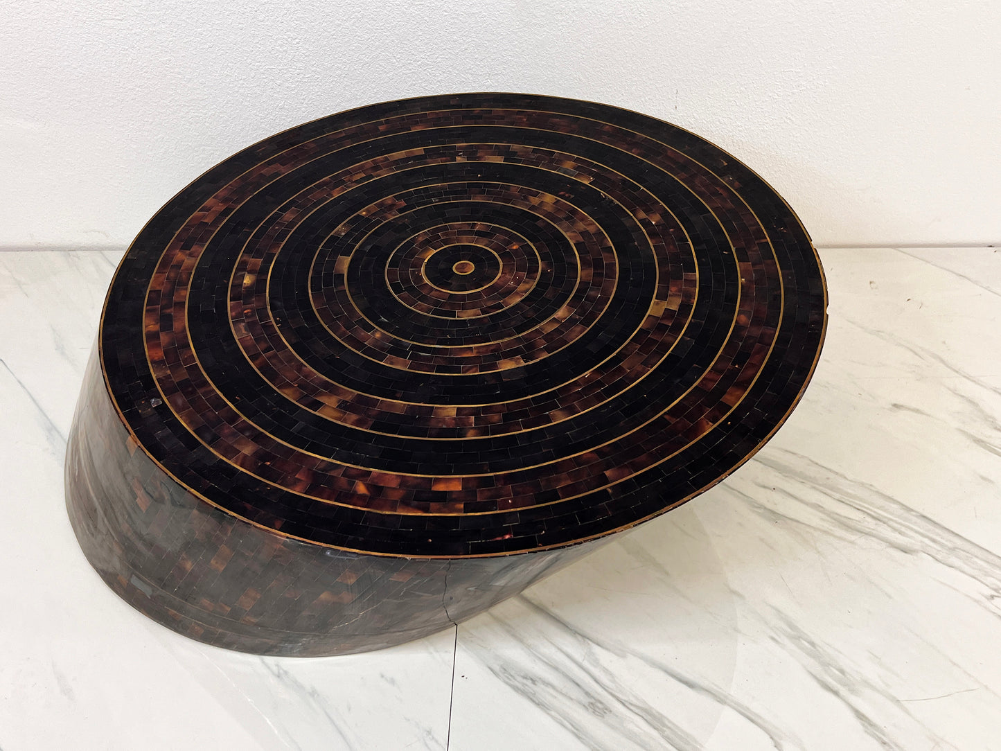Tessellated Bone and Brass Inlay Coffee Table, Maitland Smith, 1980's