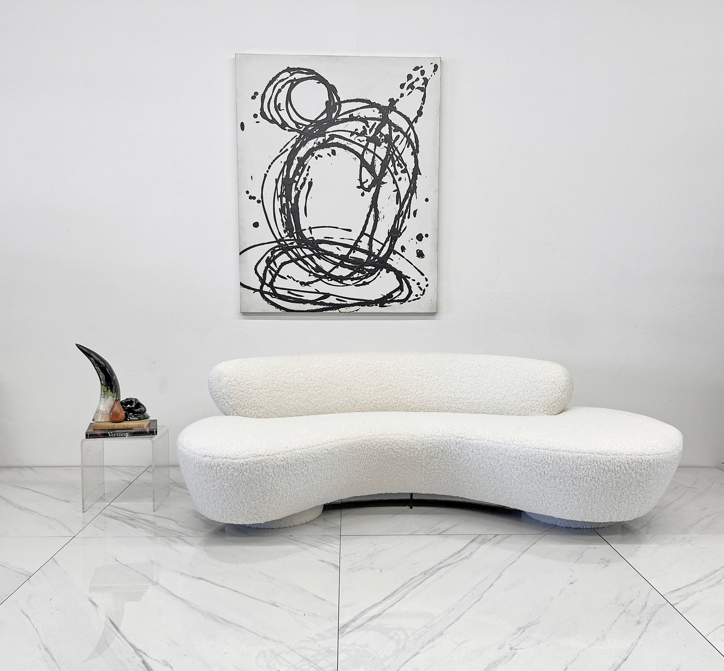 Vladimir Kagan Serpentine Cloud Sofa for Directional in Heavy Ivory Boucle