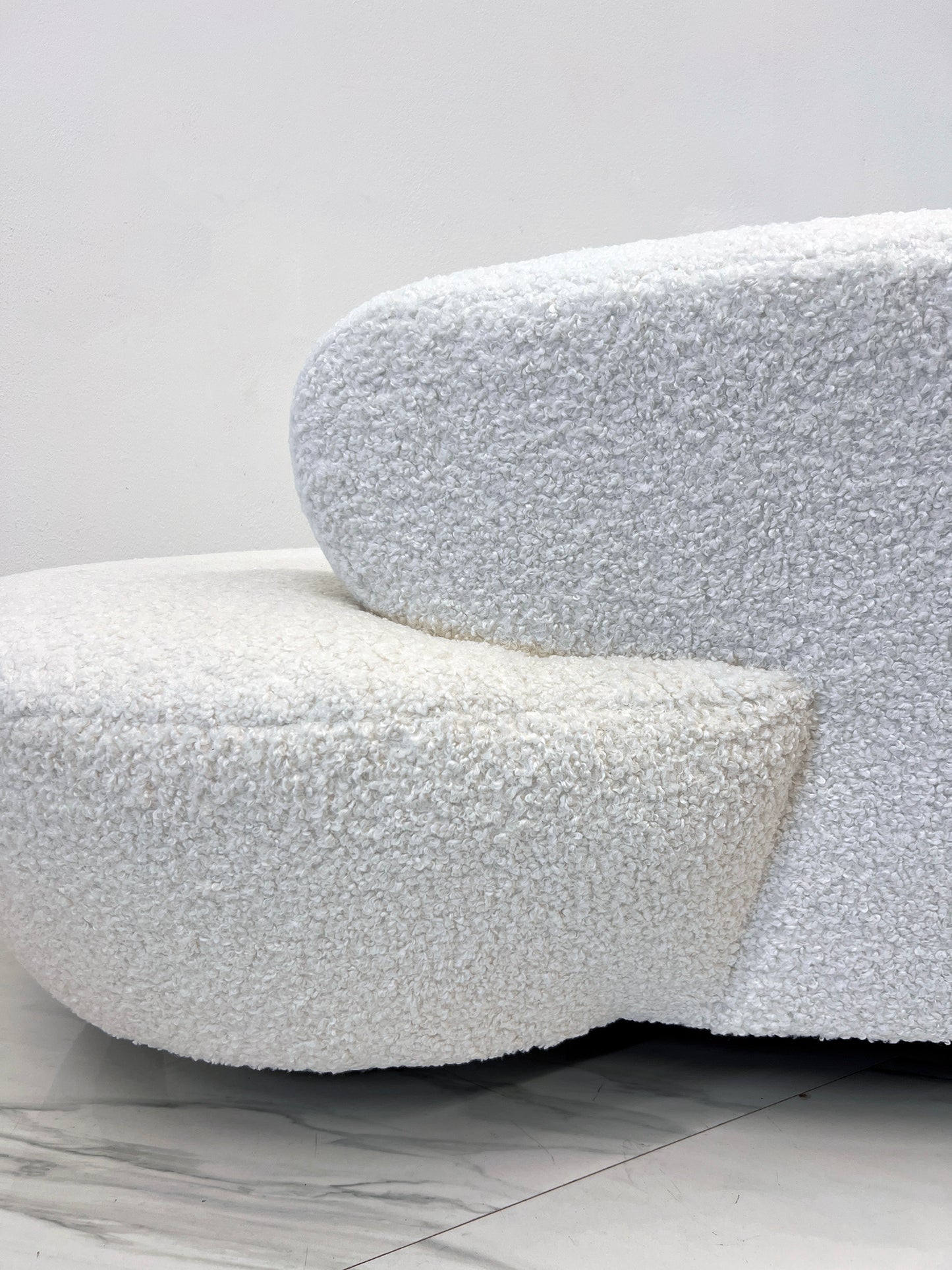 Vladimir Kagan Serpentine Cloud Sofa for Directional in Heavy Ivory Boucle