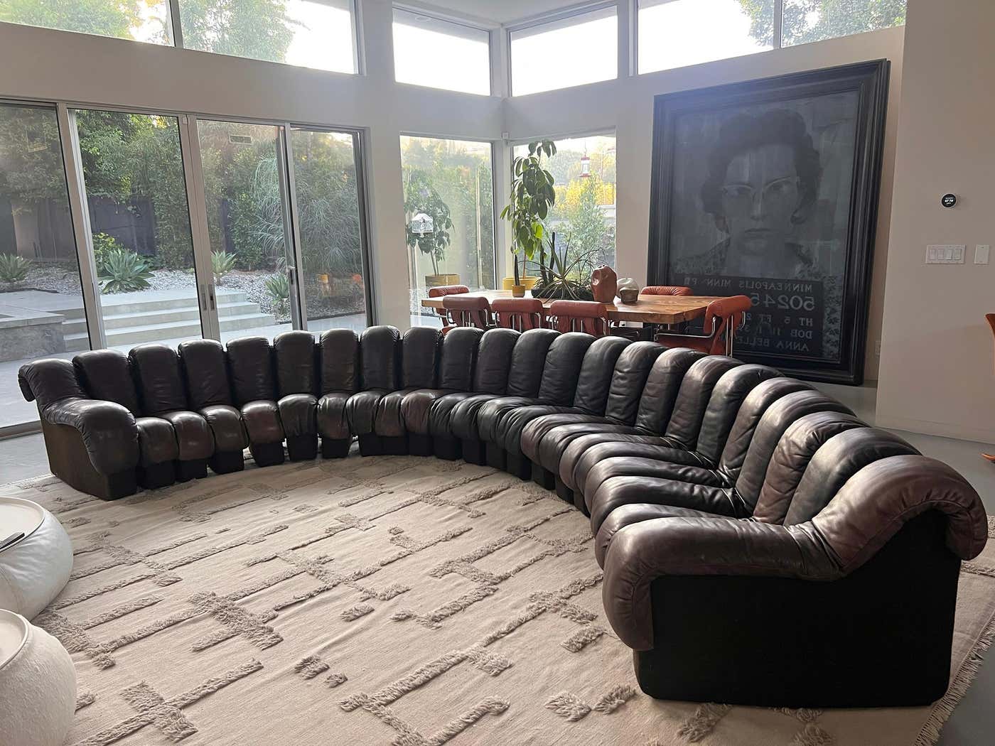 De Sede DS600 Dark Chocolate Brown Leather 23 Piece Non-Stop Snake Sofa, 1960's