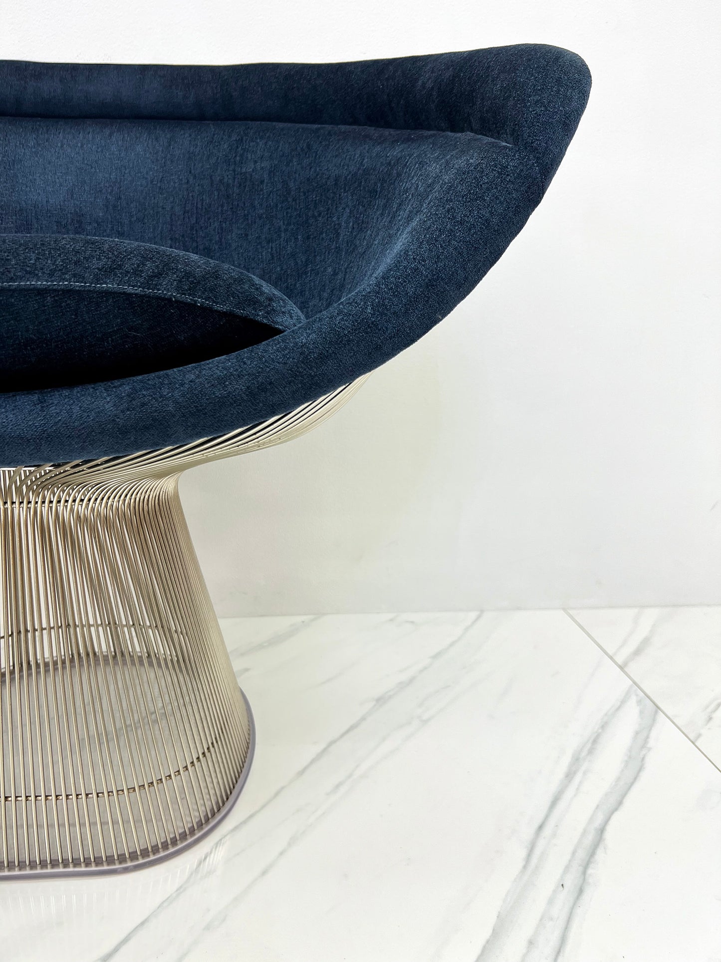 Warren Platner Lounge Chairs in Sapphire Velvet, A Pair (2 Pairs Available)