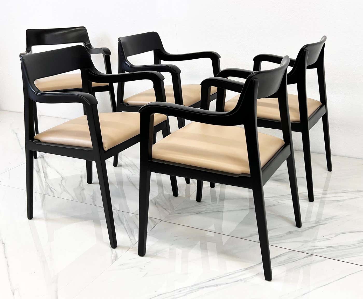 Early Set of 5 Edward Wormley Riemerschmid Chairs, Dunbar Furniture, 1947