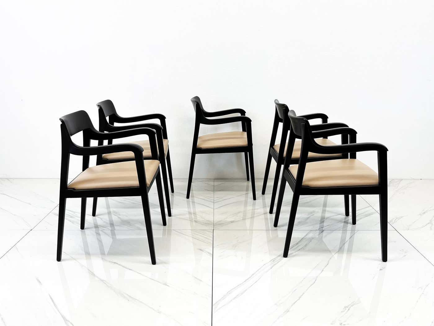 Early Set of 5 Edward Wormley Riemerschmid Chairs, Dunbar Furniture, 1947