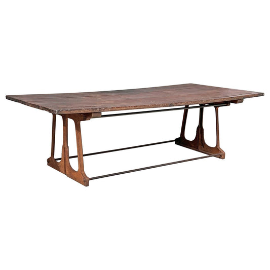 Industrial Modern Dining Table Walnut, Iron, 1940's