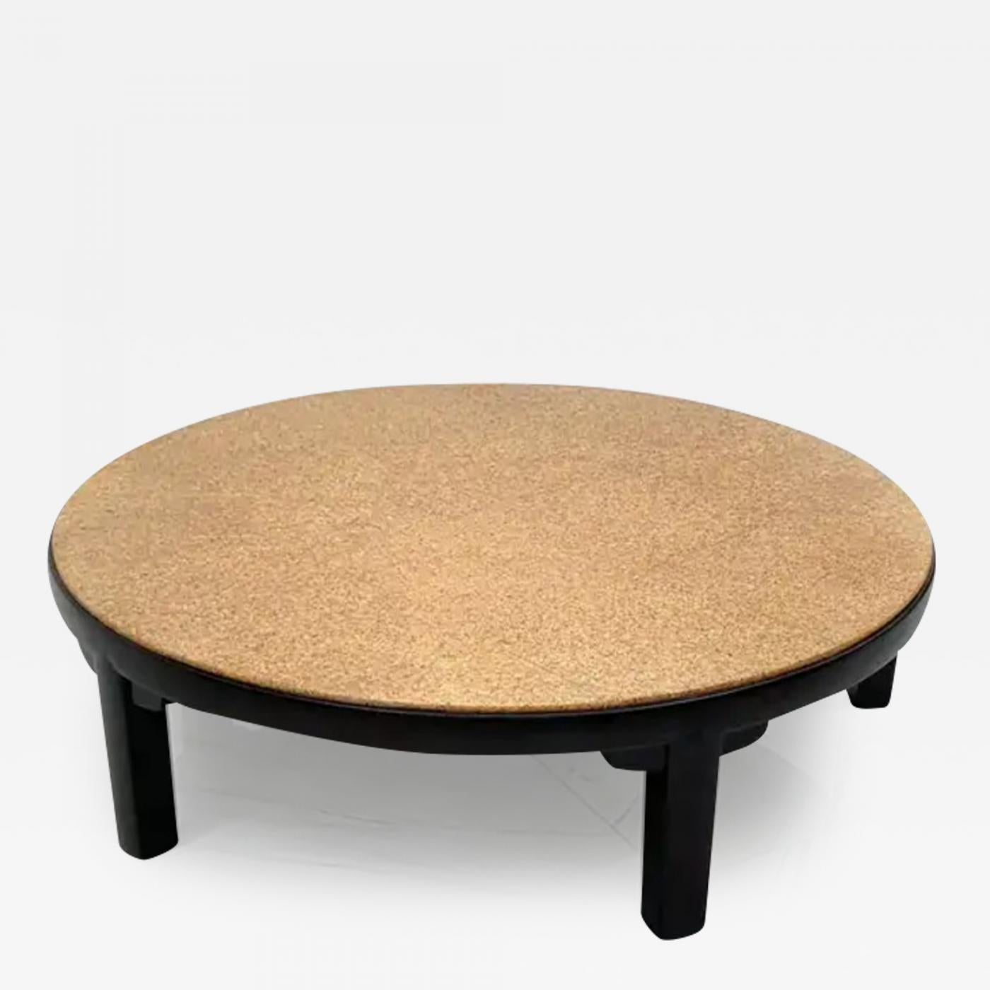 Rare Edward Wormley for Dunbar Cork Top Ebonized Coffee Table