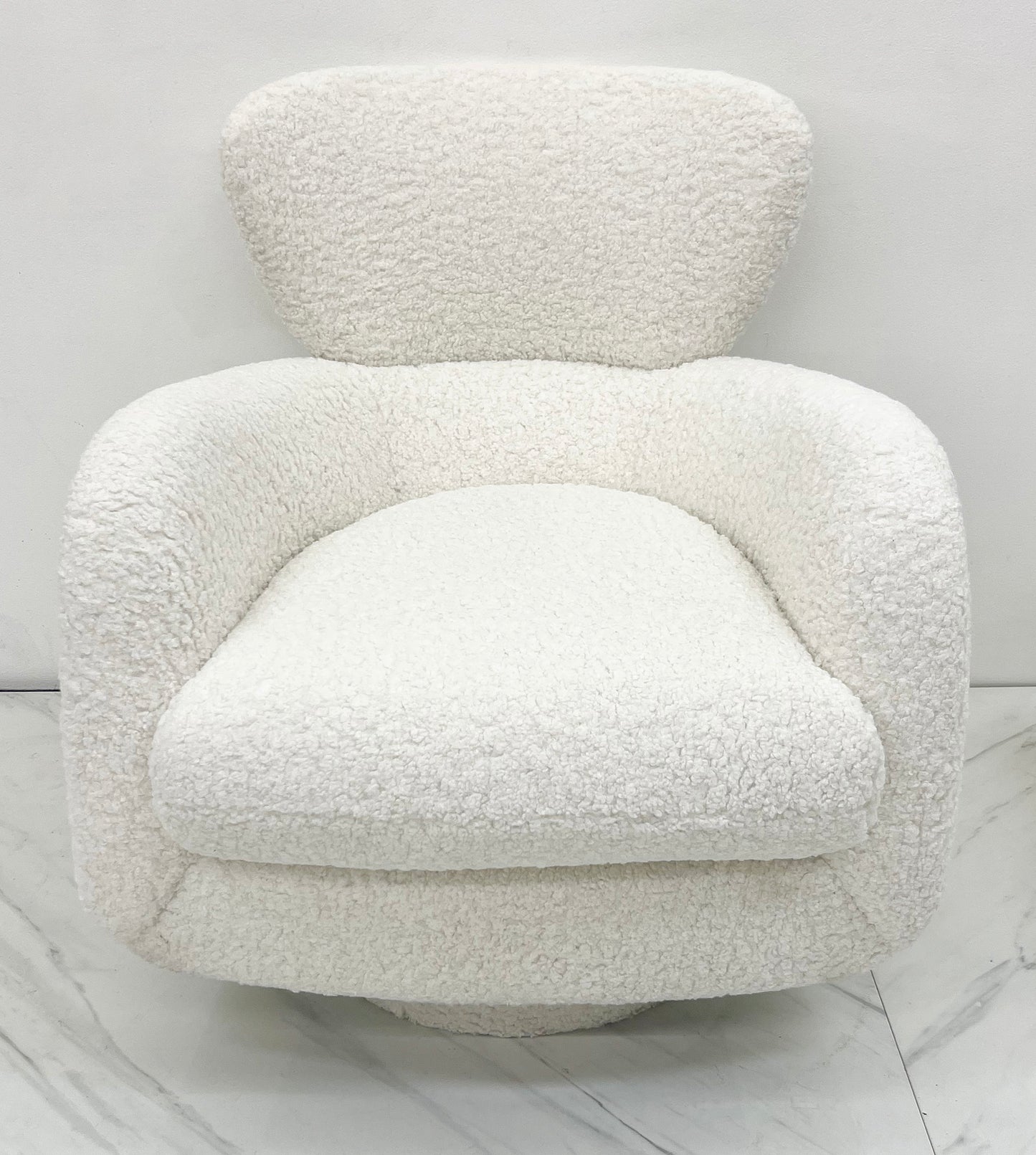 Vladimir Kagan "Papa Bear" Swivel Rocking Chair, in Boucle, Directional, 1980's