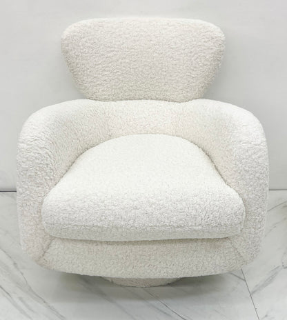 Vladimir Kagan "Papa Bear" Swivel Rocking Chair, in Boucle, Directional, 1980's