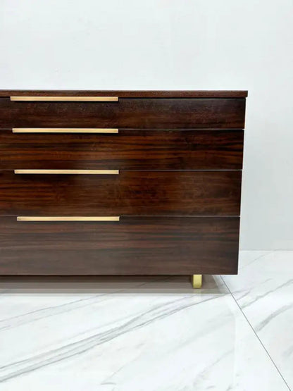 Important Vladimir Kagan Rosewood Brass Dresser, Desk Unit, 1950s