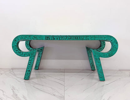 Hand Painted Faux Malachite Console / Desk, Alessandro, Baker, 1980's