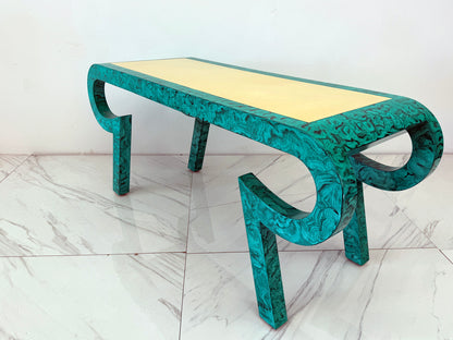 Hand Painted Faux Malachite Console / Desk, Alessandro, Baker, 1980's