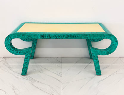 Hand Painted Faux Malachite Console / Desk, Alessandro, Baker, 1980's