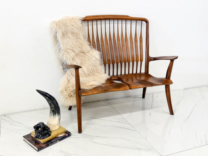 Handcrafted Walnut Studio Craft Loveseat in the Style of Maloof and Nakashima