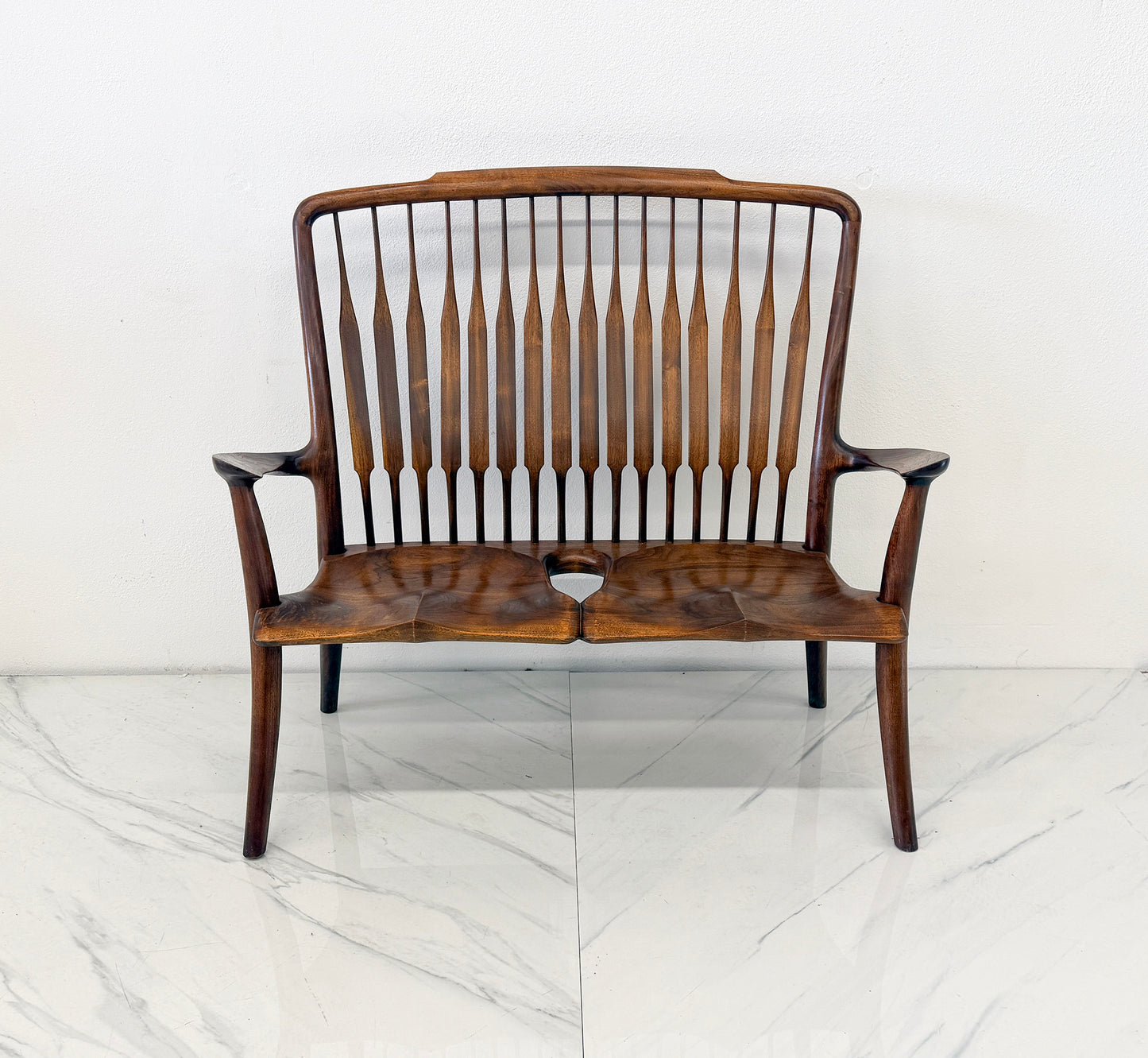 Handcrafted Walnut Studio Craft Loveseat in the Style of Maloof and Nakashima