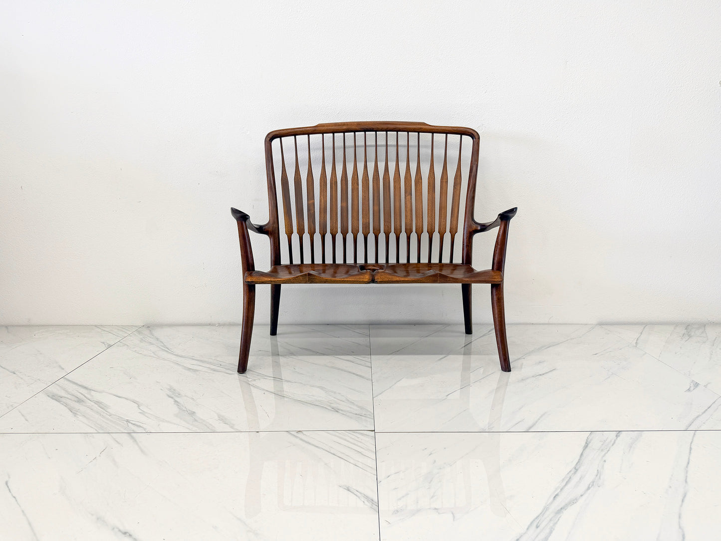 Handcrafted Walnut Studio Craft Loveseat in the Style of Maloof and Nakashima