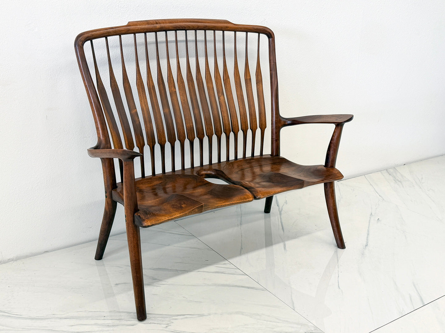 Handcrafted Walnut Studio Craft Loveseat in the Style of Maloof and Nakashima