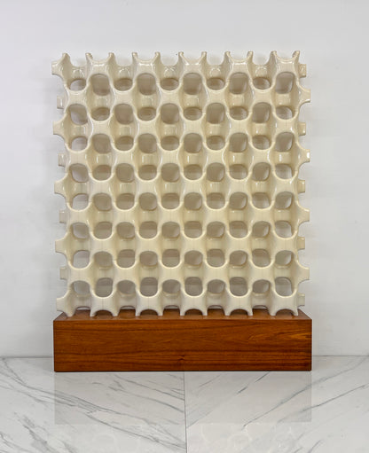 Patinated Sculpta-Grille Bones Screen on Walnut Base by Richard Harvey, 1960s