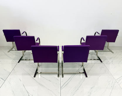 Knoll BRNO Flat Bar Armchairs by Mies van der Rohe, Set of 6