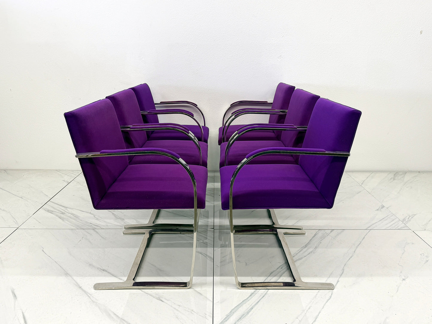 Knoll BRNO Flat Bar Armchairs by Mies van der Rohe, Set of 6