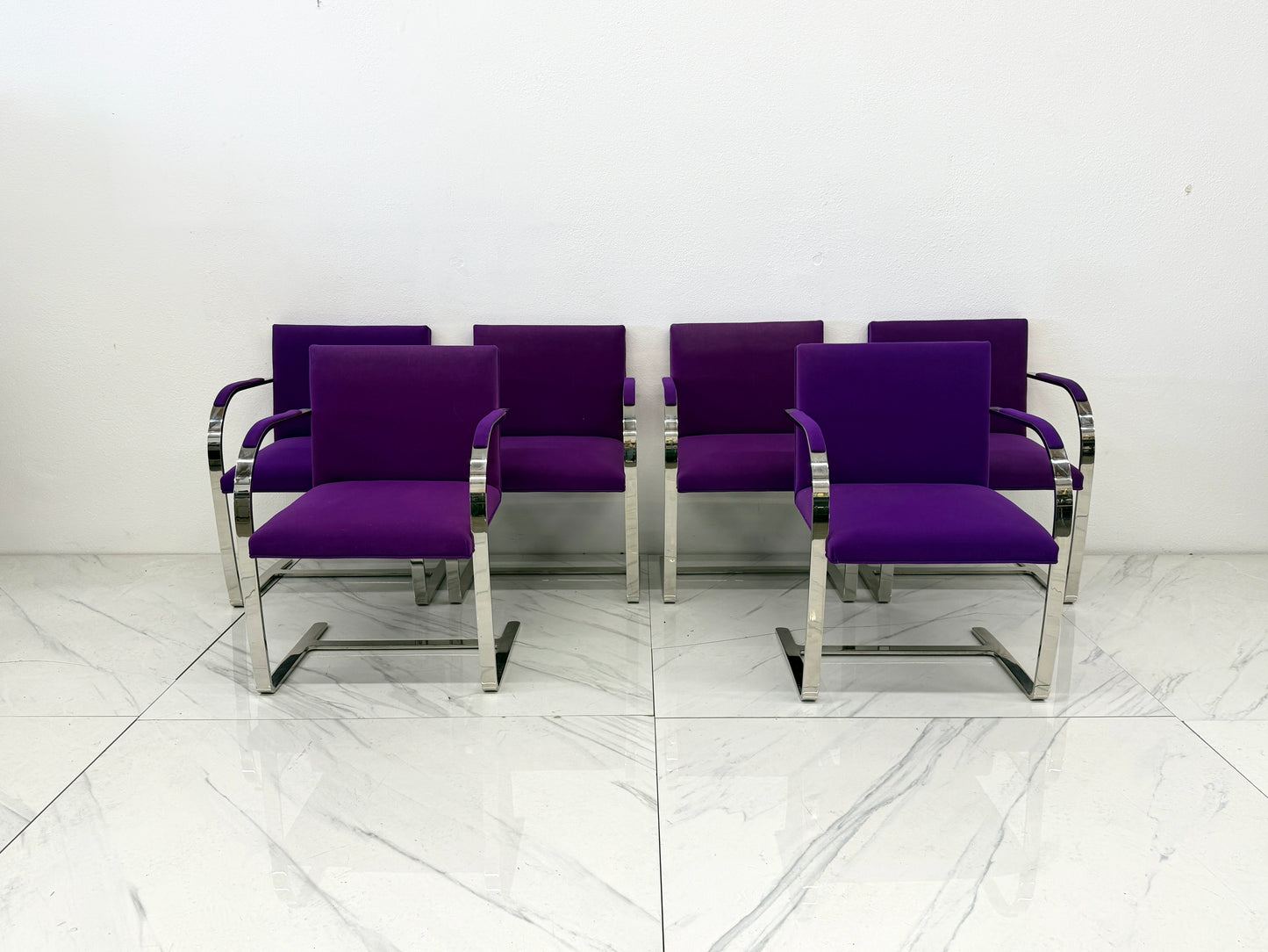 Knoll BRNO Flat Bar Armchairs by Mies van der Rohe, Set of 6