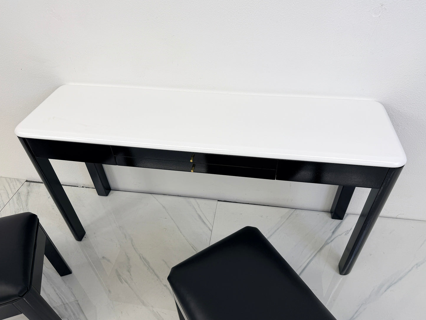 Art Deco Console With Matching Leather Benches, C. 1950's