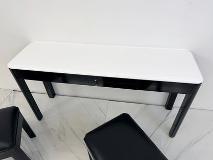 Art Deco Console With Matching Leather Benches, C. 1950's