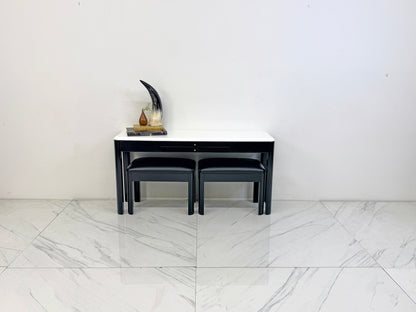 Art Deco Console With Matching Leather Benches, C. 1950's