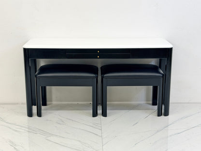 Art Deco Console With Matching Leather Benches, C. 1950's