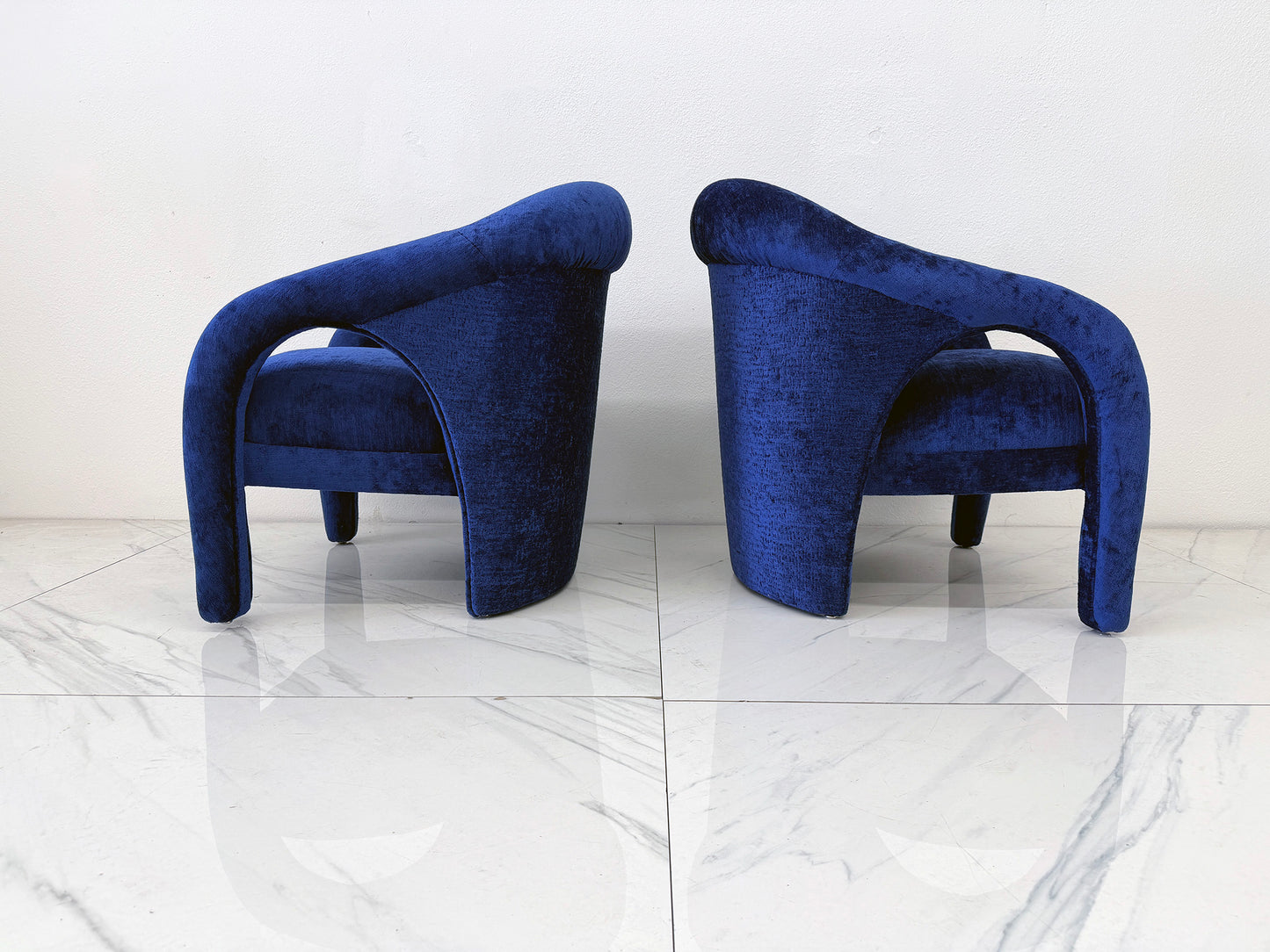 "Elephant Chairs" by Weiman, style of Vladimir Kagan in Blue Velvet, 1990's