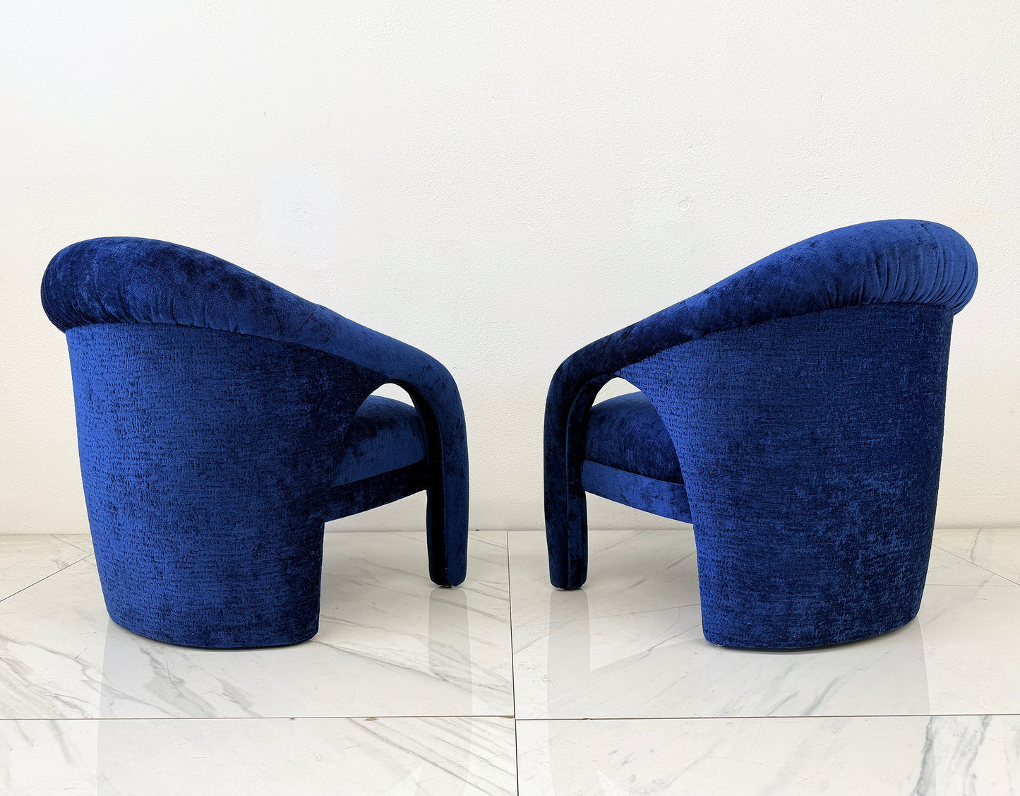 "Elephant Chairs" by Weiman, style of Vladimir Kagan in Blue Velvet, 1990's